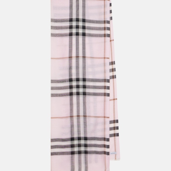 BURBERRY Giant Check Pink Wool & Silk Scarf / BRAND NEW - Picture 2 of 12